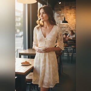 NWT Betsy Johnson Elegant Alabaster Lace Dress Size 2 Retails $109